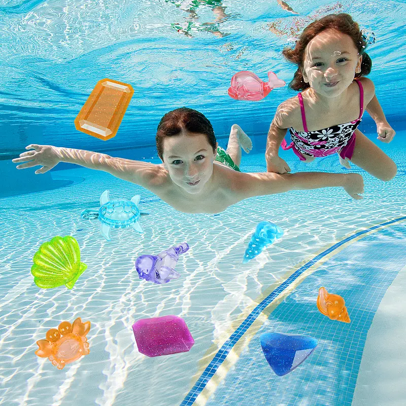 Underwater Diving Toys 28PCS Set, Kids Diving Gems Rings Sticks Torpedo Swimming Pool Toys with Carrying Bag 2