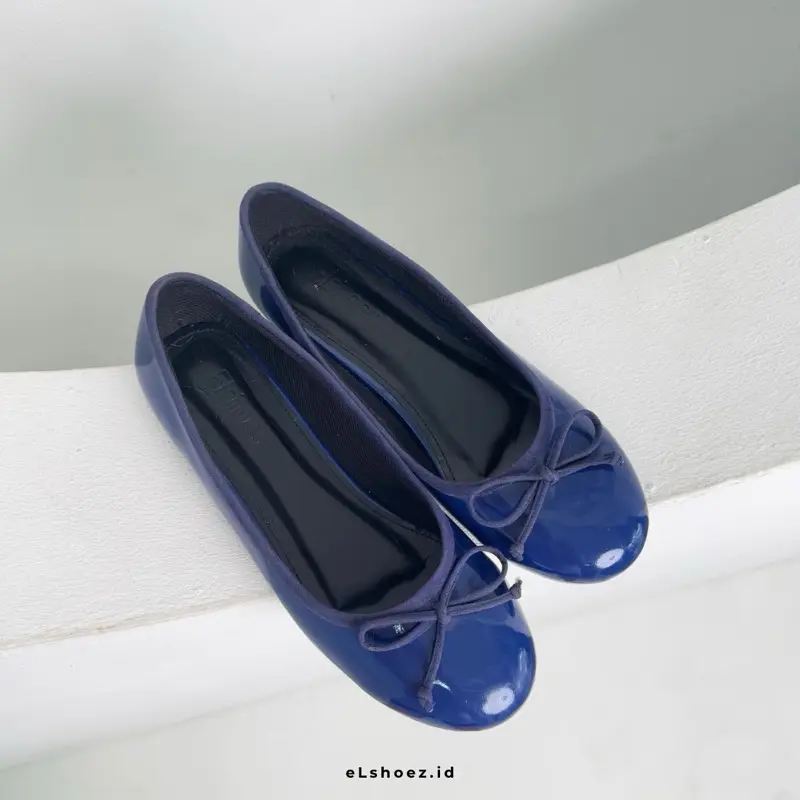 eLshoez-lois flatshoes sandal wanita teplek pita balet merah tali korea strap glossy silver cod