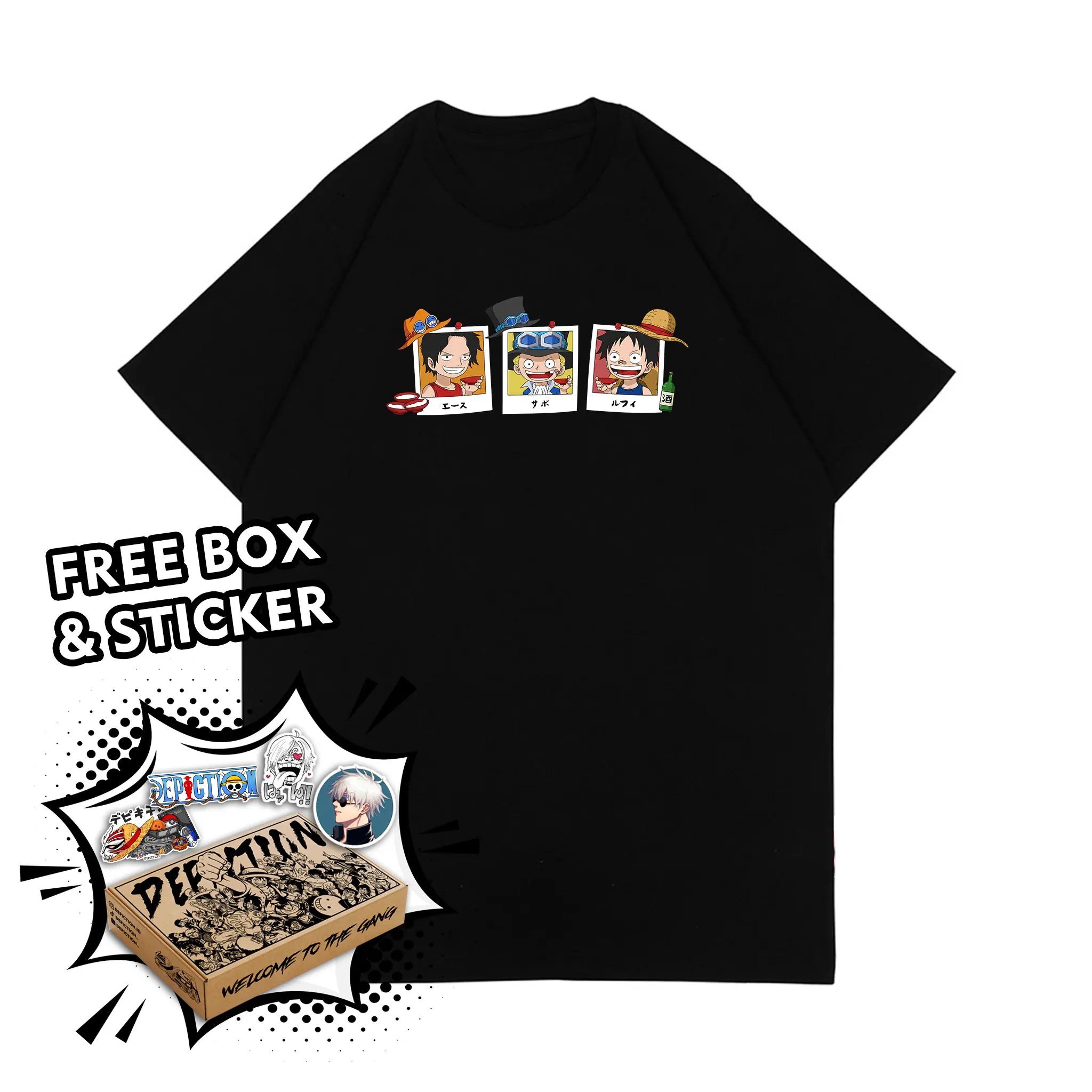 T-SHIRT KAOS ANIME ONE PIECE - ACE SABO LUFFY