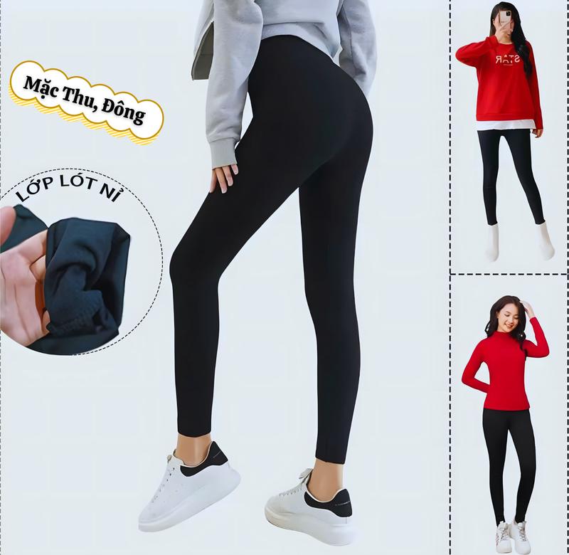 Combo 3 quần Legging dài ( có Lót Nỉ ) co dãn 4 chiều dành cho nữ ( Quần không túi, có lẻ 1 quần ) Woman Pants - QD2 quan nucap đen Bigsize xl