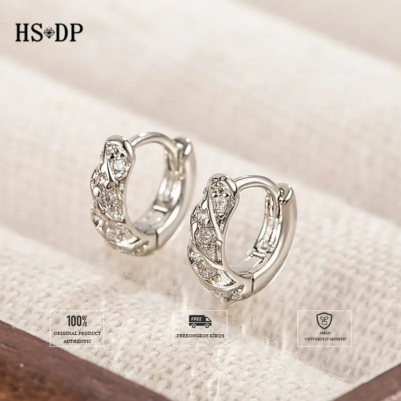 HS.DP-Anting Perak Sterling 925, Desain Unik, Mewah, Tidak Perlu Dilepas Saat Tidur, Lingkaran Zirkonia, Klip, Kancing, Gaya Ins Musim Panas Wanita