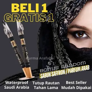 ( Buy 1 Get 1 ) Celak Mata Kajal Milai Waterproof Original / Pencil Celak Import / Celak Mata Saudi Arabia Eyeliner Pensil Wanita Wanita BONUS RANDOM Hitam