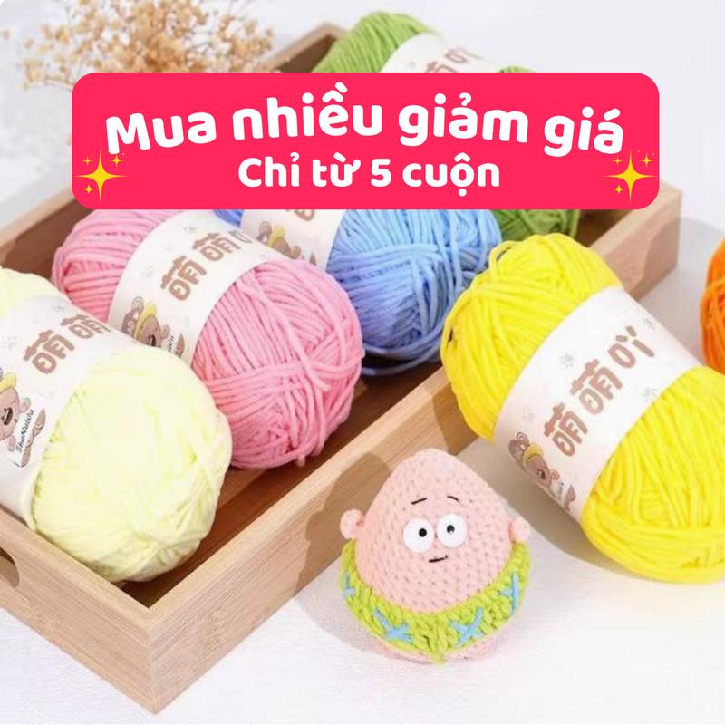 Bông bán Len - Len nhung gấu mềm mịn nhiều màu dễ móc làm thú bông búp bê