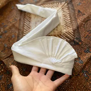 Udeng bungkul setengah jadi rimpit putih halus