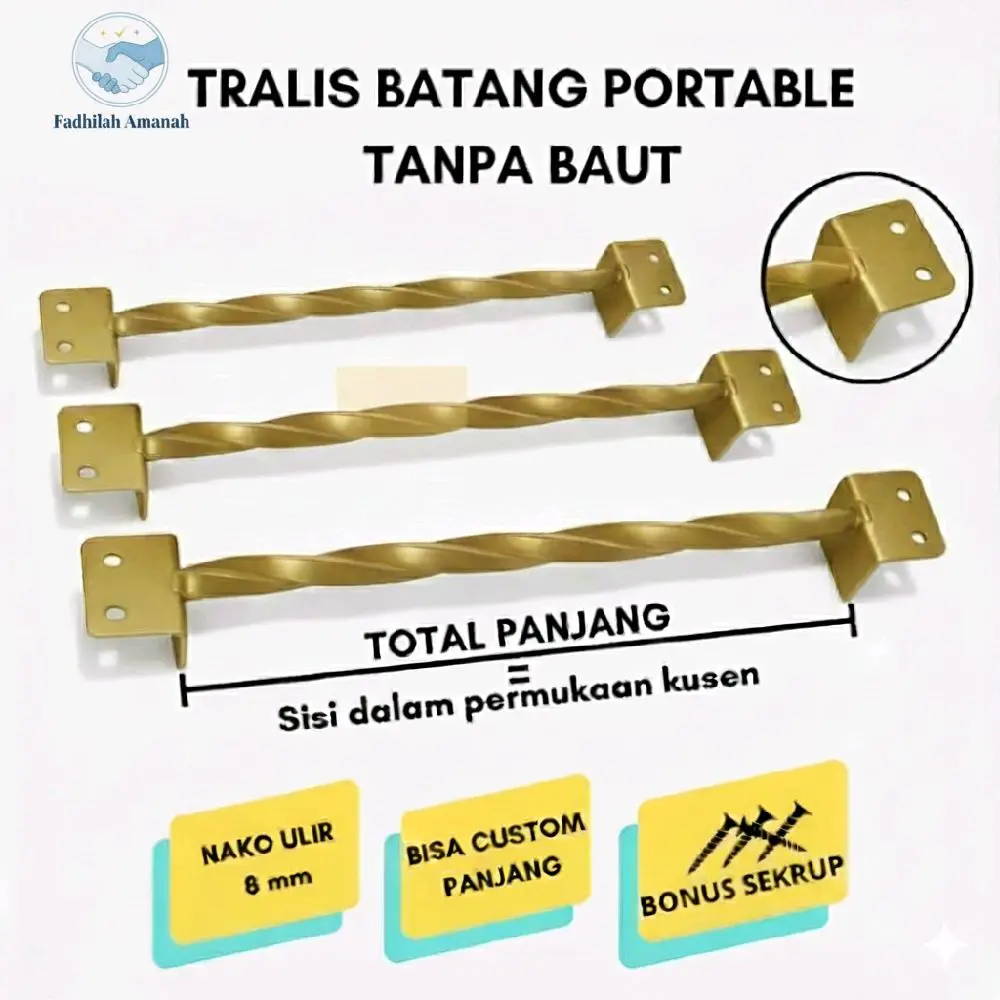 Teralis jendela portable Tralis besi nako ulir 25-65cm