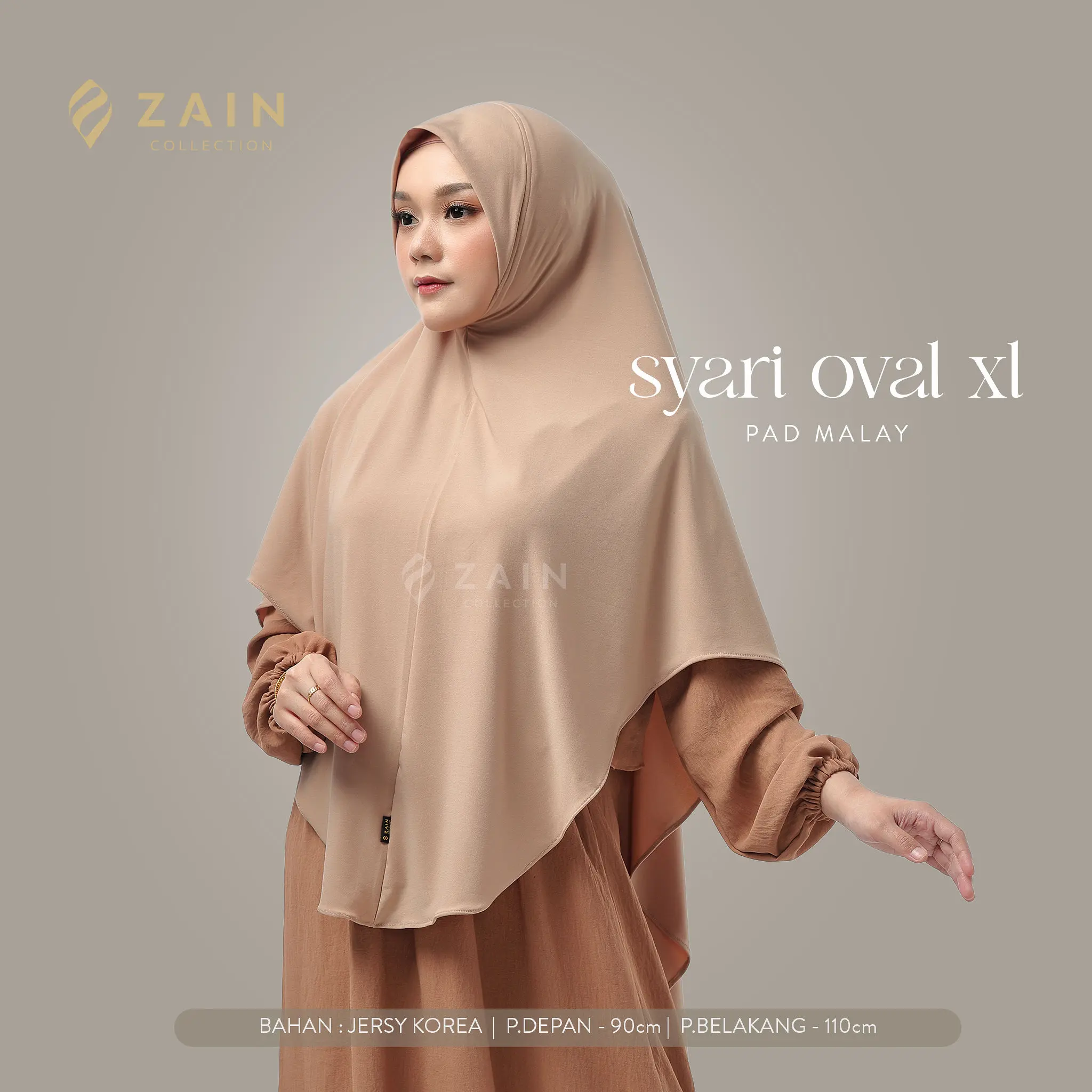 Oval XL Kerudung Bergo Malay Hijab Syar'i Jersey Korea Lembut Nyaman Banget Saat Pakai Panjang Syari polyester white