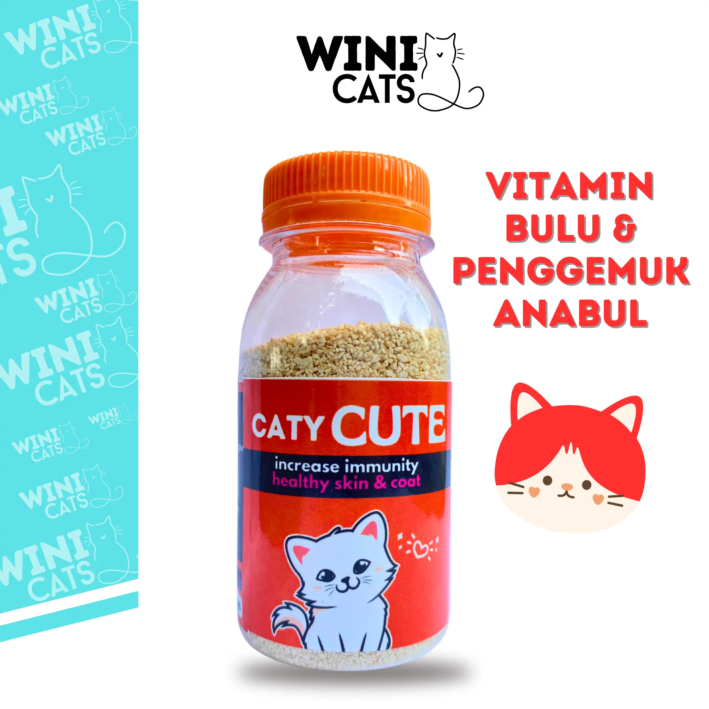 WINICATS Suplemen Bulu Kucing Lebat Panjang Anti Rontok dan Penambah Nafsu Makan Kucing Catty Cute