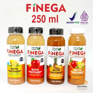 Finega Vinega Cuka Apel/ Nanas / Lemon 250 ml dari De Health Supplies ( Botol Plastik )