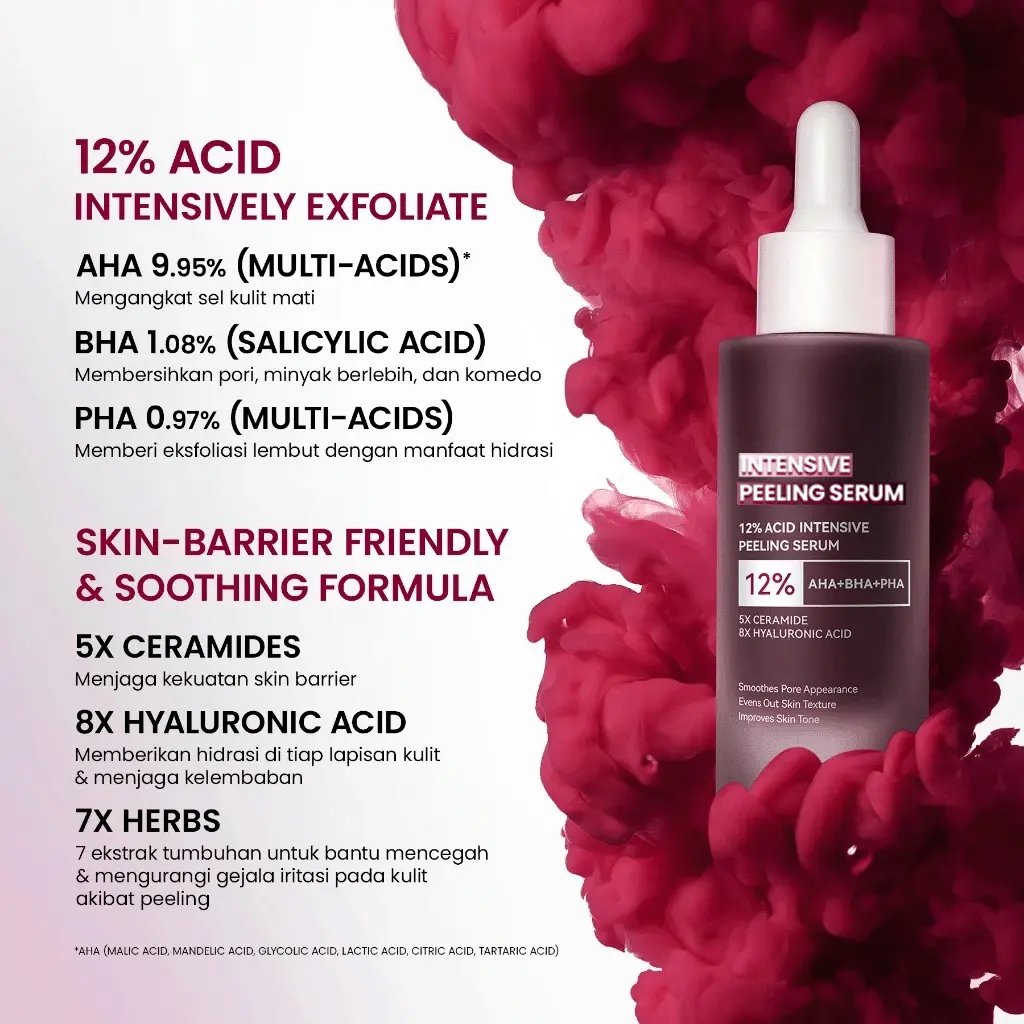 [NEW LAUNCH]  12% Acid Intensive Peeling Serum Intensive Peeling Solution Aha Bha Pha Serum Eksfoliasi Untuk Kulit Cerah Dan Halus