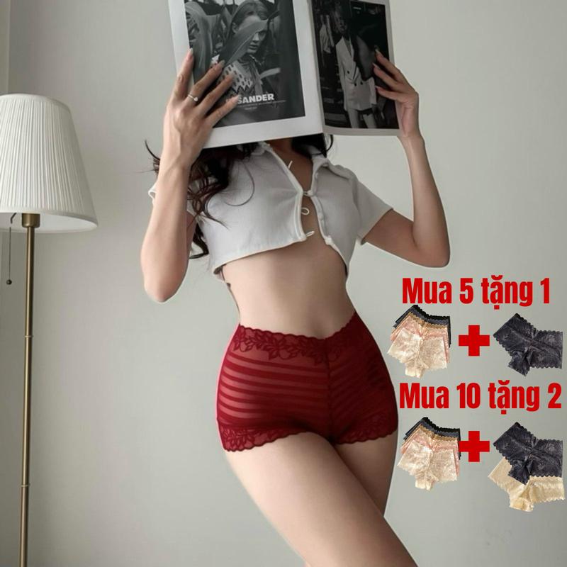 MUA 5 TẶNG 1 MUA 10 TẶNG 2 Quần lót ren cạp cao nữ ren mềm co giãn tôn dáng quyến rũ đủ size đến 95kg được lựa màu Q44