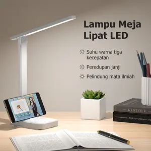 Lampu Meja Lipat LED DN11S, Lampu Meja, Kapasitas Besar, Daya Tahan Baterai Lama, Dapat Digunakan sebagai Penyangga Ponsel, Dapat Dilipat dan Portabel, Sudut Dapat Diatur, Tiga Suhu Warna