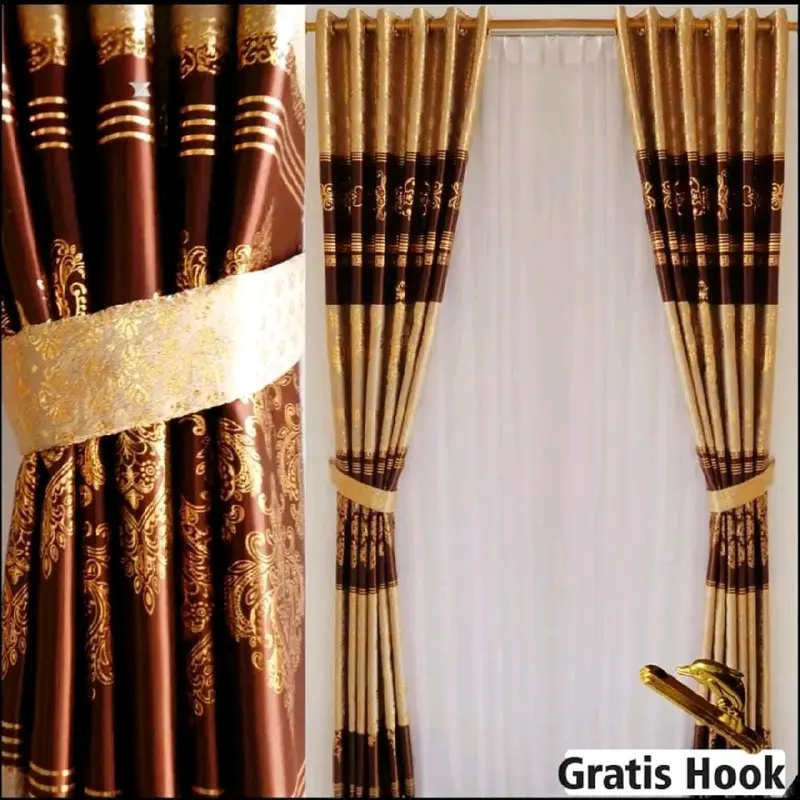 Gorden Jendela Minimalis Pintu Kamar Tidur Aestetic Elegan Bludru Floxing Flat Motif Model Ring Smokring Ungu Coklat Abu Abu 6 Gelombang T 230 Curtain lembut zita hijau 3