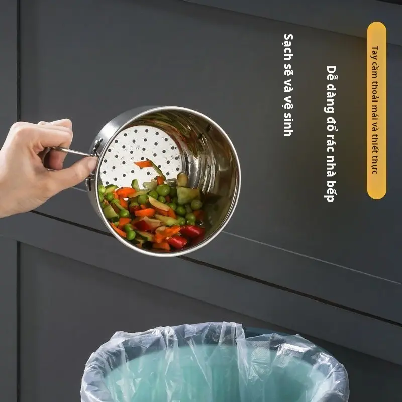Rổ thoát nước treo, vật liệu thép không gỉ, cho bồn rửa, với màn hình lọc rác, giá lưu trữ, giá thoát nước, thích hợp cho nhà bếp, để đổ thức ăn thừa và ngăn chặn tắc nghẽn, [Thanh Toán Khi Nhận Hàng] 2