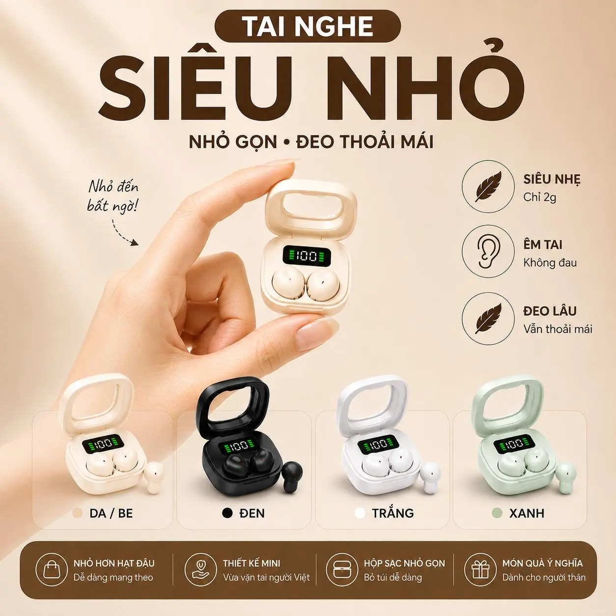 Tai nghe Y19 phiên bản cao cấp, thời gian sử dụng lâu dài, âm thanh HiFi không gian tiêu chuẩn, siêu nhẹ và siêu mỏng, thiết kế đeo kín đáo, chống nước IPX5, khử tiếng ồn ENC, màn hình hiển thị số, tương thích với iPhone và Android.