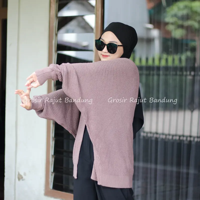 Cardigan Rajut Oversize Batwing Sweater Atasan Kalong Tangan Panjang 5