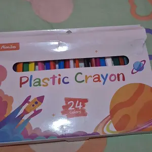 Aimilo Crayon Set 12/24 Warna – Krayon Plastik Warna Lembut | Alat Mewarnai Anak