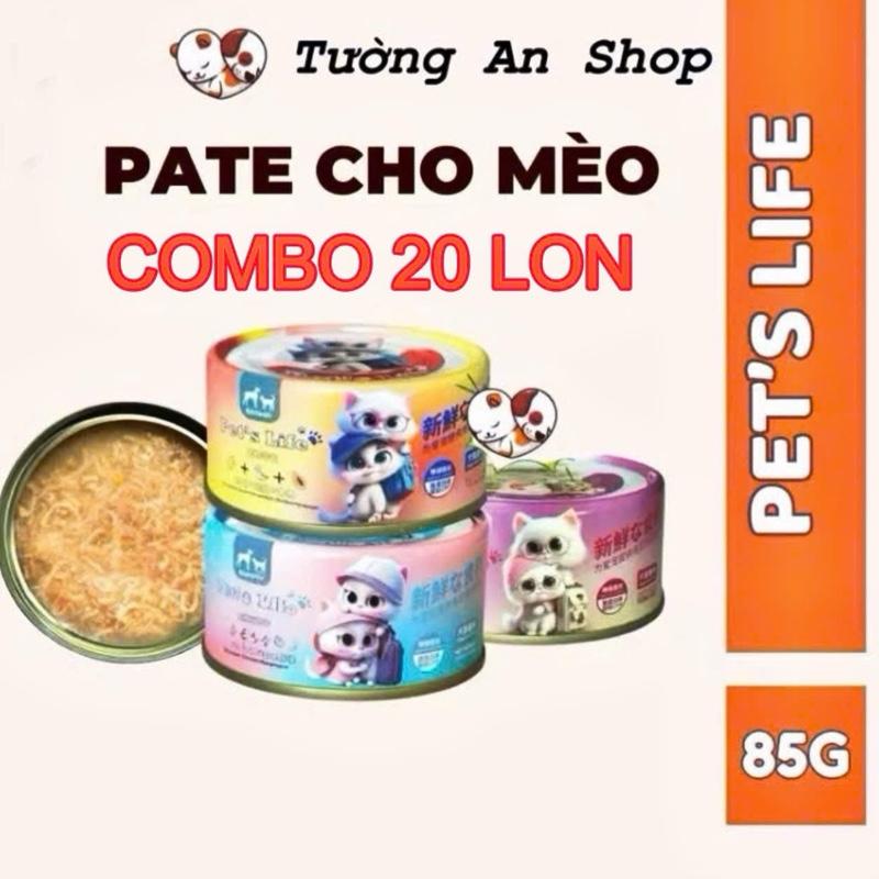 Combo 20 Lon Pate Cho Mèo Pet's Life Dạng Soup Sợi Gà Lon 85g Dinh Dưỡng Tiện Lợi
