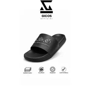 GICOS Sandal Slide BSG 02 Hitam Grey Premium Empuk Anti Slip Unisex Pria & Wanita Nyaman Seharian sendal kasual slide in black smith antiselip elegant slippers selop fleksibel jalan Sepatu Sneakers sliders sepatumurah bandung
