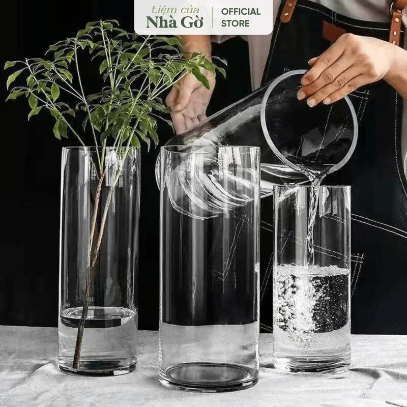 Bình Hoa Thủy Tinh Trụ Dày Nhà Gờ Cắm Hoa Trang Trí Lọ Hoa Decor Phòng Khách BTT22 M6 + Tặng Kèm Gói Dưỡng Hoa Tươi bìnhhoaxinh