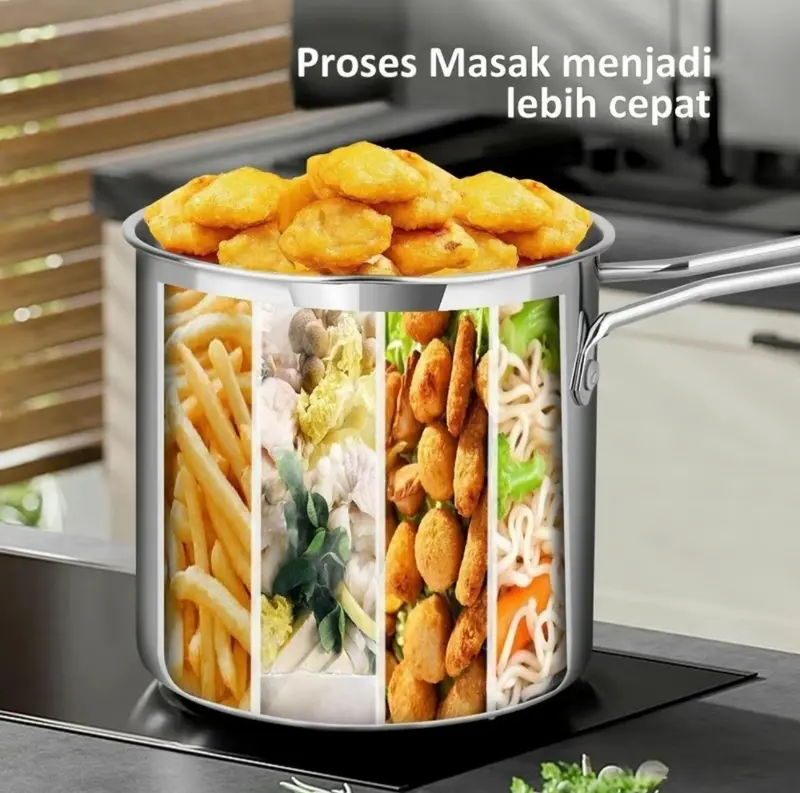 QME - Penyaring Minyak Multifungsi Deep Fryer Pan 5in1 dengan Penutup Stainless Steel Gratis Capitan & Tatakan Kitchenware 2