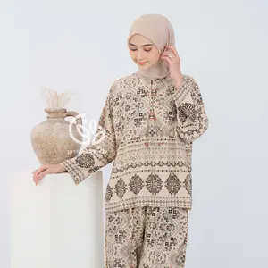 One Set Melinda Rayon Premium Busui Setelan Wanita Atasan Bawahan Celana Panjang Batik Adem Nyaman Tebal