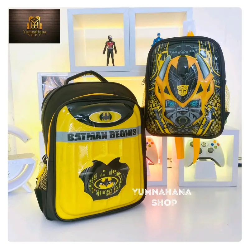 [YumnaHanaBags] Tas Ransel lampu LED 3D timbul Karakter BATMAN BUMBELLBEE anak sekolah Laki laki PAUD TK SD fashion anti air anti gores 1