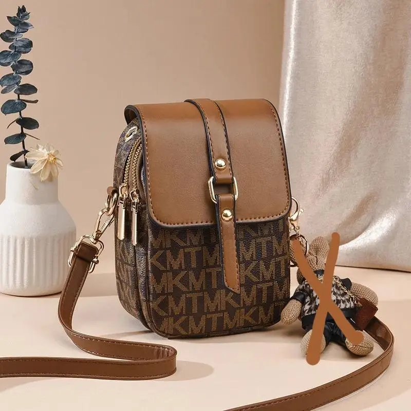 Sling Bag Luka JMK | Tas Selempang Pocket Wanita Sling Bag JMK | Tas Selempang Handphone Wanita 2 Ruang Model Terbaru Tas Kecil Wanita Untuk Pesta Selempang Wanita Warna Hitam Cokelat Tan Putih Kulit PU 4