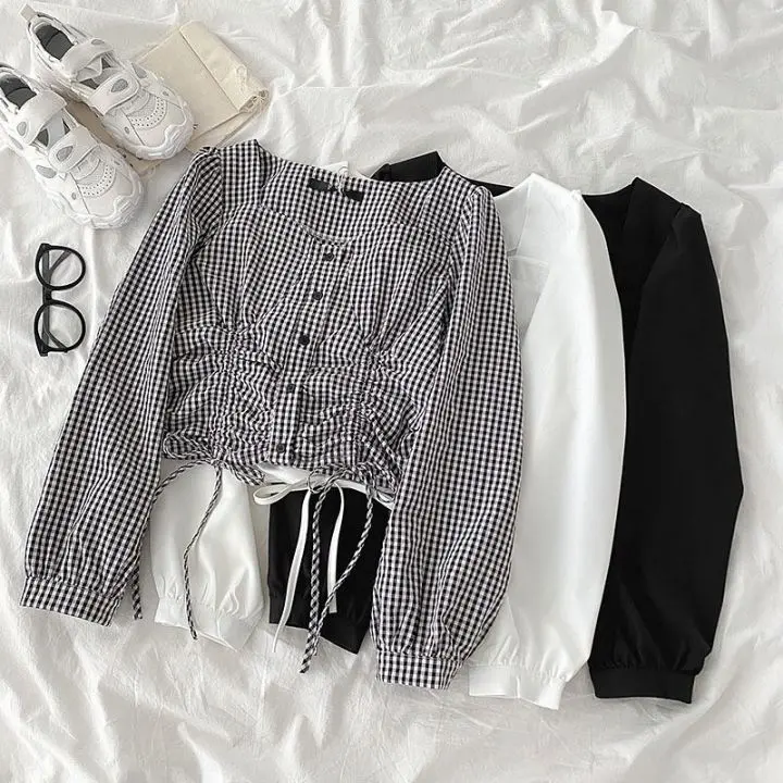 Geedo Collection - Colyn Top Blouse Drawsting Croped Atasan Korean Remaja Wanita Premium Bisa COD size M L XL Korea Style