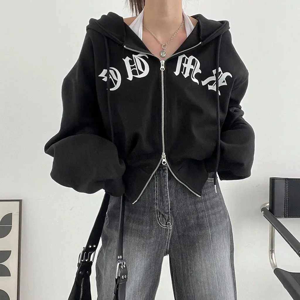 Hoodie JAPANESE Ziper Wanita Oversize | Jaket Sweater Double Ziper Wanita Korean Style