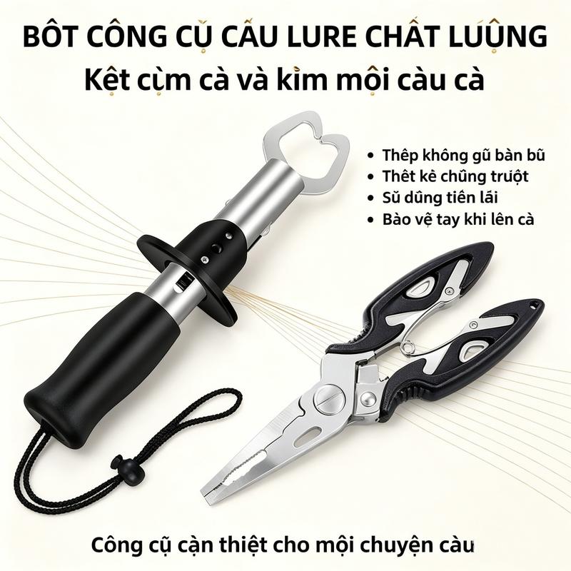 Bộ Kìm Kẹp Cá Đa Năng Chuyên Đồ Câu Lure gỡ lưỡi câu kẹp cá lóc-HEXMA