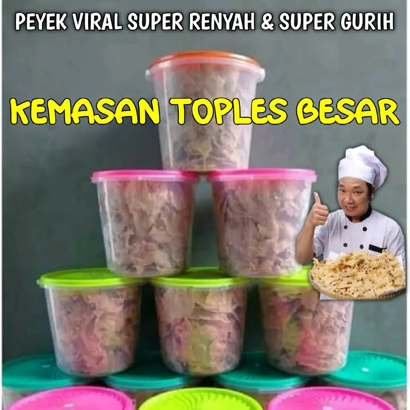 Peyek Chef Viral Super Renyah dan Super Gurih - Peyek Kacang - Peyek Teri Medan - Peyek Udang Rebon - Peyek Kacang Hijau - Peyek Kemasan Toples 5 Liter Cemilan 0