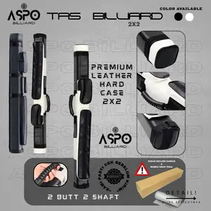Tas Billiard 2x2 Hard Case Premium Leather Original Case / Tas Biliar Hitam Putih / Black & White Case Ball Alat