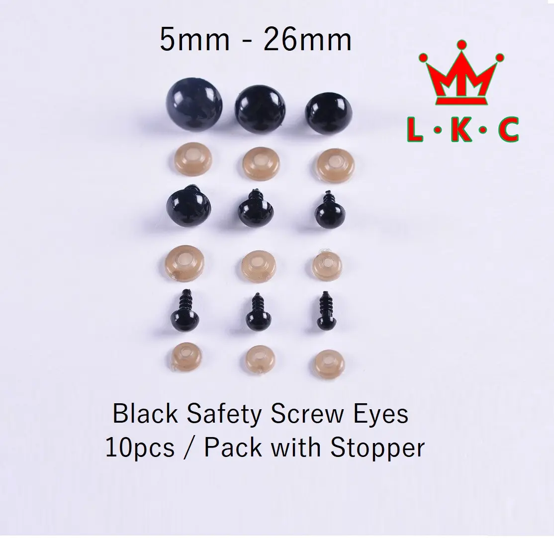 DE01 5mm-26mm ReadyStock Black Safety Doll Eyes Screw Eyes With Stopper Doll Eye Boots