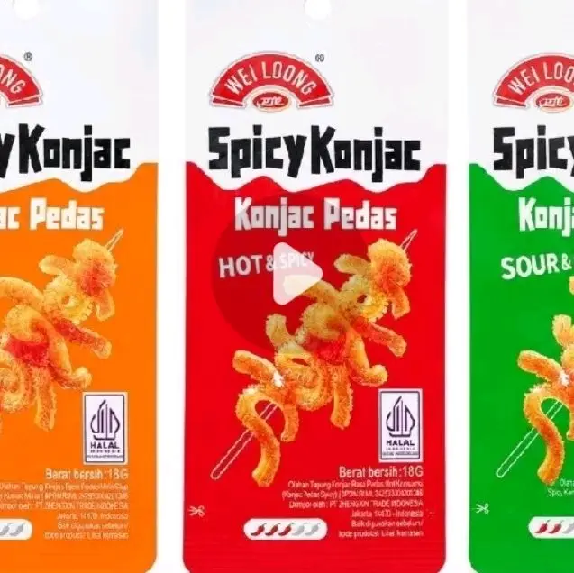 Wei loong Konjac pedas 18 gram  x 3