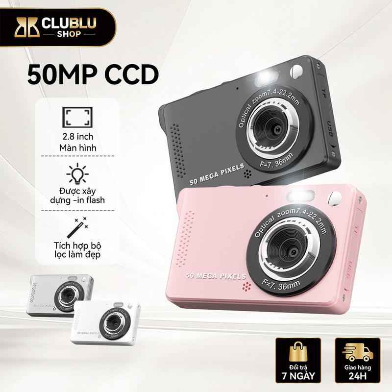 CLUBLU Máy Ảnh 50MP 4K Kỹ Thuật Số M08 - Zoom Tự Động AF 16X Camera Mini Quay Video Cho Học Sinh
