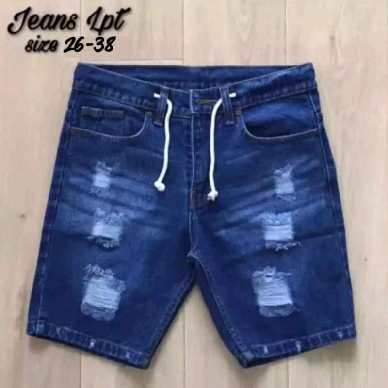 Celana Jeans Pendek Sobek Pria Wisker Jeans Pendek Ripped Robek Pria Premium Distro NEW 3