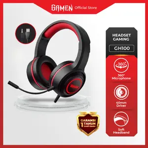 [BISA COD] GAMEN Gaming Professional Headset / Earphone / Headphone Gaming GH100 3D Sound With Mic For PC / Laptop Dengan Kabel Jack 3.5mm - Garansi 1 Tahun