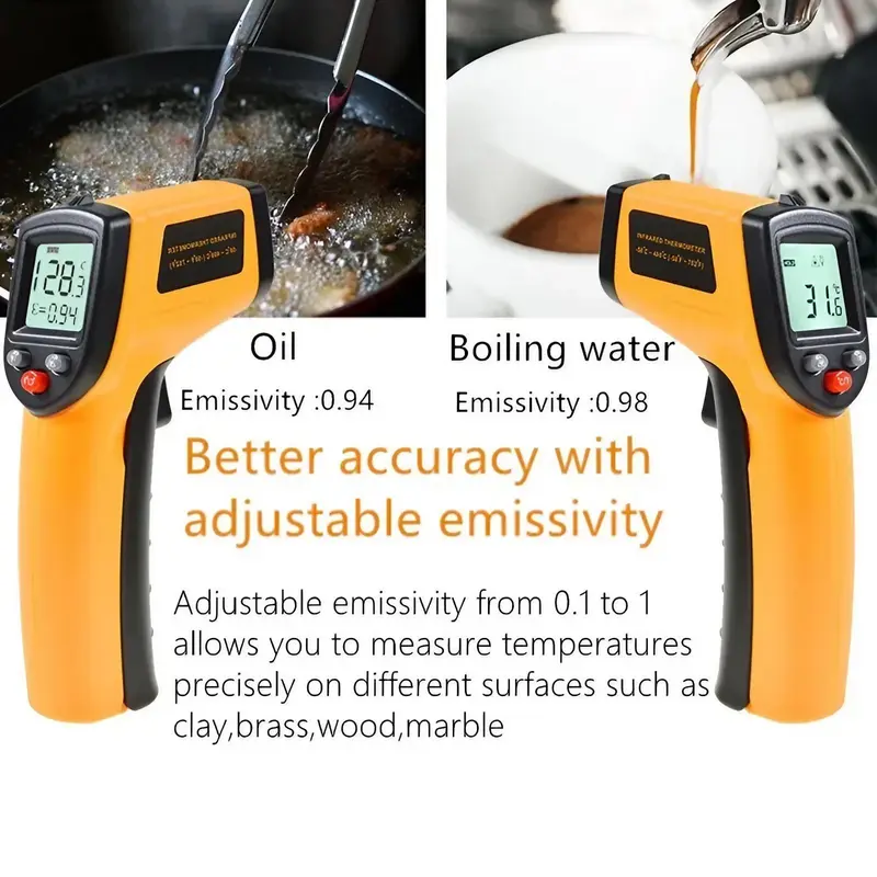Infrared Thermometer, High Precision Handheld Laser Temperature Gun, Fast Response Instant Read Temperature Measuring Instrument for Kitchen, Outdoor 7