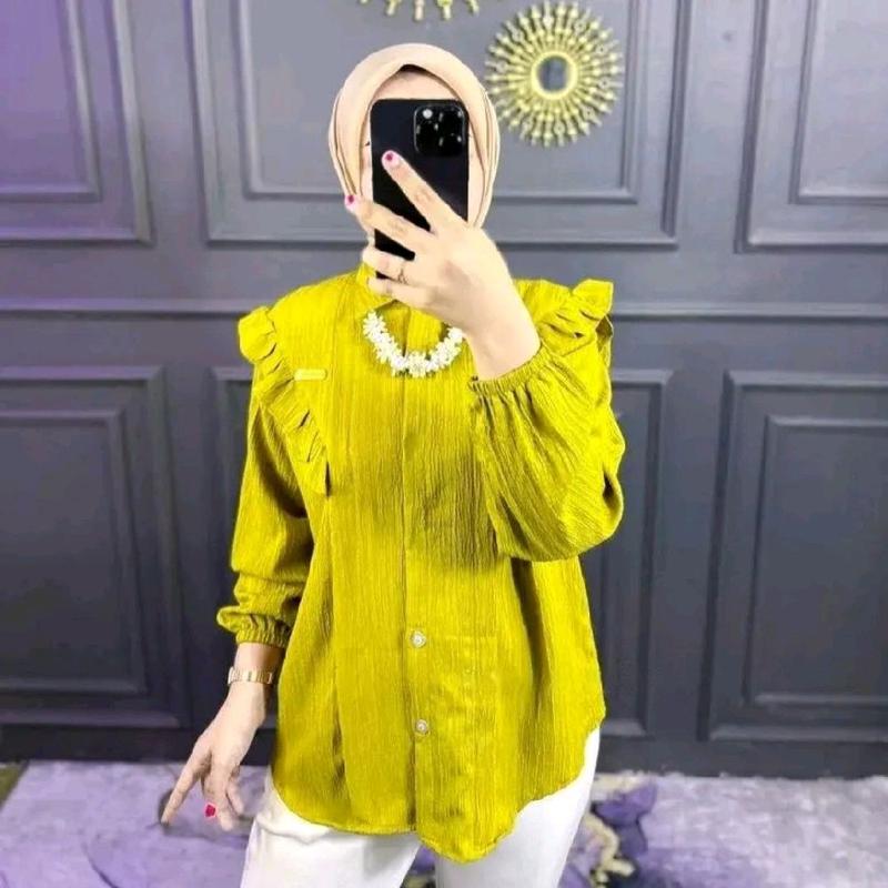 Kemeja Inara Atasan Wanita Korean Style- Kemeja wanita Lengan panjang-Kemeja atasan kekinian 3