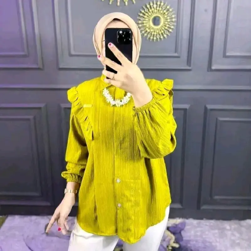 Kemeja Inara Atasan Wanita Korean Style- Kemeja wanita Lengan panjang-Kemeja atasan kekinian 3