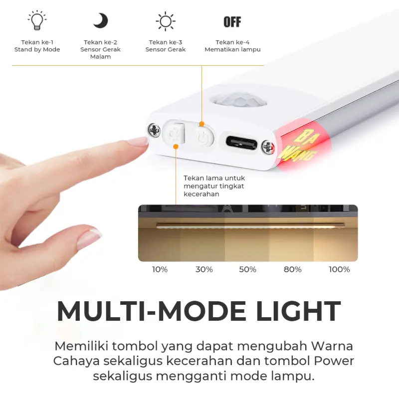 Lampu Malam LED Magnetic Lamp Motion Sensor Lemari Gerak Cabinet 1