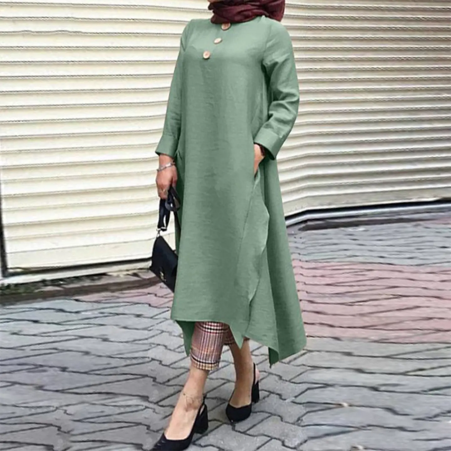 Jubah Muslim, Berkualiti Tinggi, Koleksi Baru Musim Bunga dan Musim Luruh, Gaya Kebangsaan, Gaya Retro, Untuk Wanita, Pullover, Gaun Buaian, Sumber Merentas Sempadan