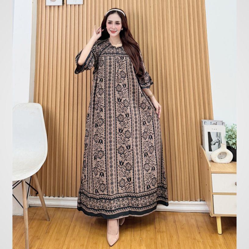 DRESS ALUNA KAIN RAYON BUSUI FRENDLY ADEM NYAMAN ELEGAN dengan Desain Vintage Modern dan fitur bus ui numbers verts