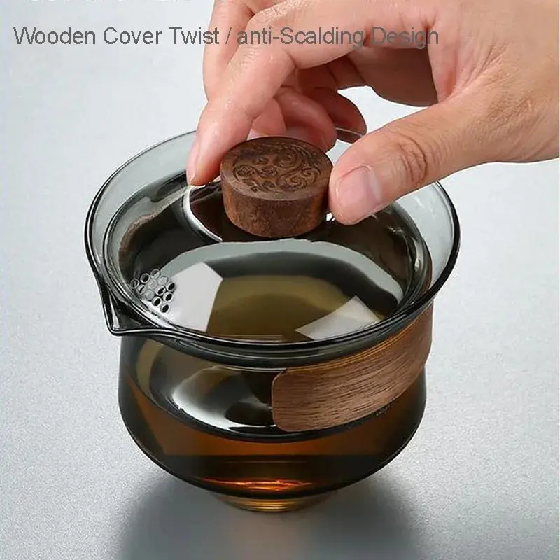 TCFOS Mangkok Gaiwan Chinese Tea Bowl Infuser Kaca Borosilikat 200ml - TF180
