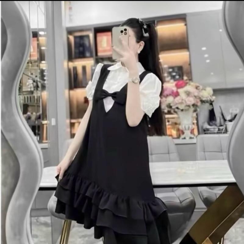  Váy bầu yếm liền thân babydoll phong cách hàn quốc đi làm,đi chơi 