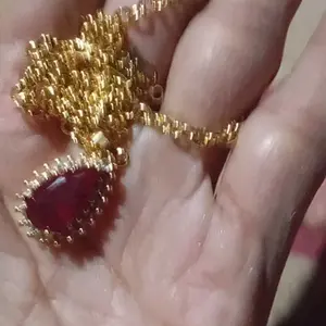 Kalung Nuri Batu Merah Anting Gipsi E.M.A.S Muda Asli Gratis Dompet + Surat Perhiasan