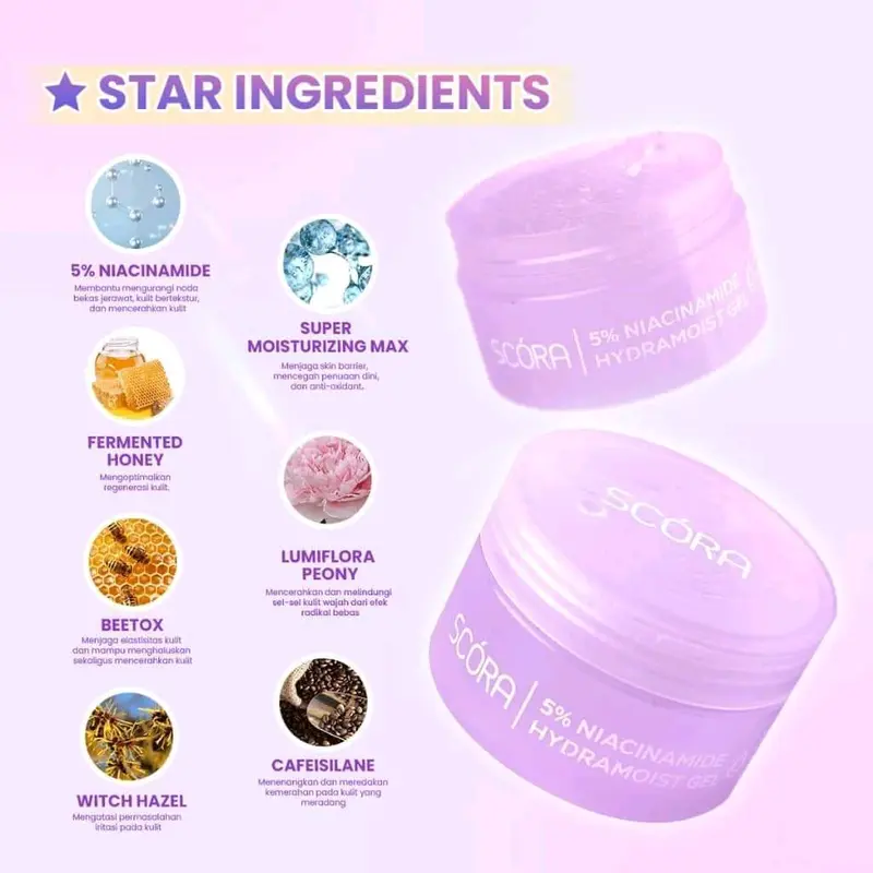 SCORA Moisturizer | Face Wash | Salicyly, Pantenol Cleanser | Pelembab, Mencerahkan, Jerawat 1