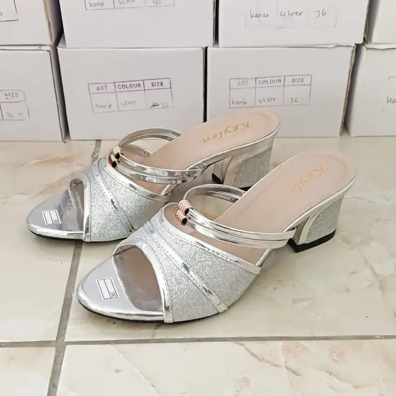 Sandal Wanita Hak Tahu Gliter Ke Kinian Tinggi 5 Cm 1