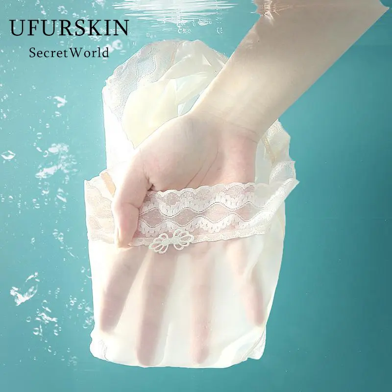 【UfurSkin】35-77.5 KG Mid-waist girls lace briefs comfortable breathable antibacterial crotch ultra-thin ice silk mask pants for women-86296