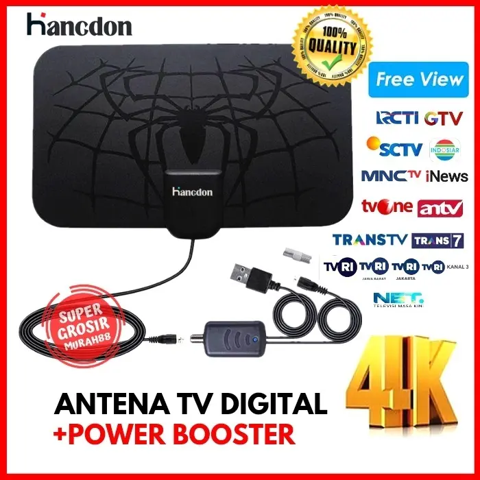 Hancdon (100% ORIGINAL) PROMO ANTENA TV DIGITAL INDOOR DVB-T2 25DB 4K HIGH GAIN Antena peningkatan sinyal TV digital dalam ruangan /Berlaku untuk semua TV merek/（TCLG-Televisons）